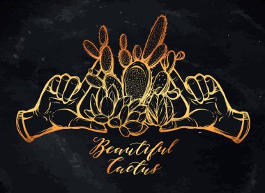 El ve kaktüs bitkileri.