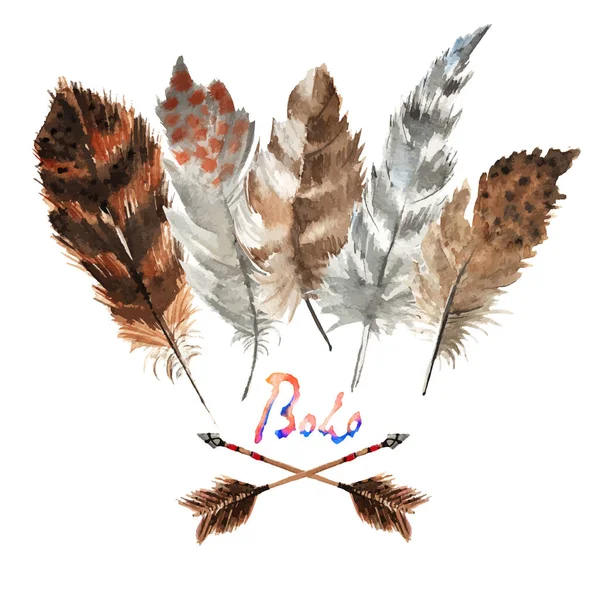 波西米亚风格羽毛 — 图库矢量图片