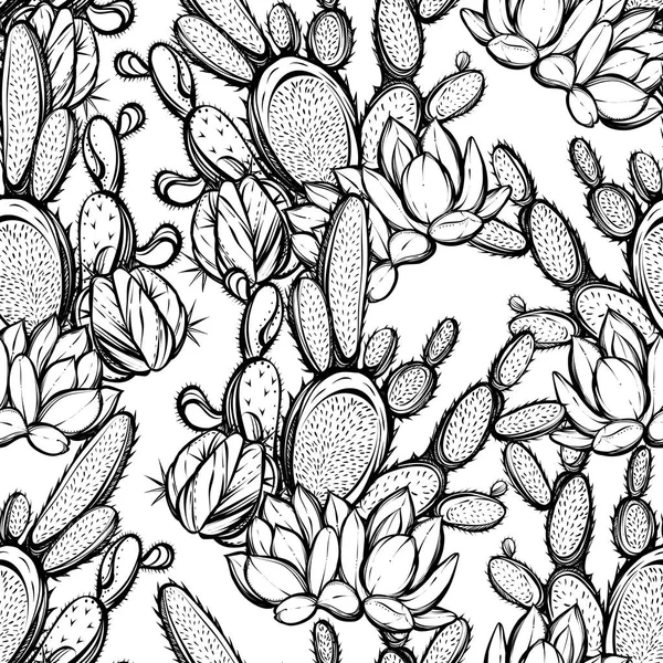 Beautiful cactuses. Seamless pattern