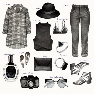 moda aksesuarları kümesi 