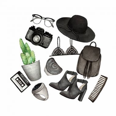 moda aksesuarları kümesi 