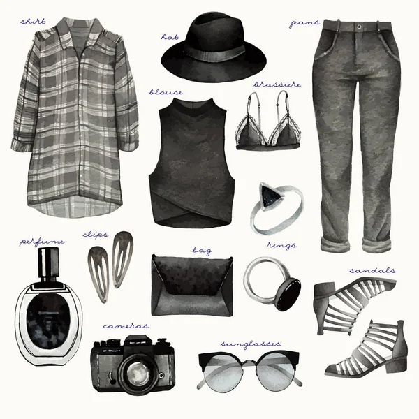 moda aksesuarları kümesi 