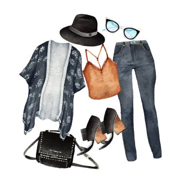 moda aksesuarları kümesi 