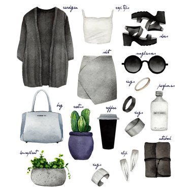 moda aksesuarları kümesi 