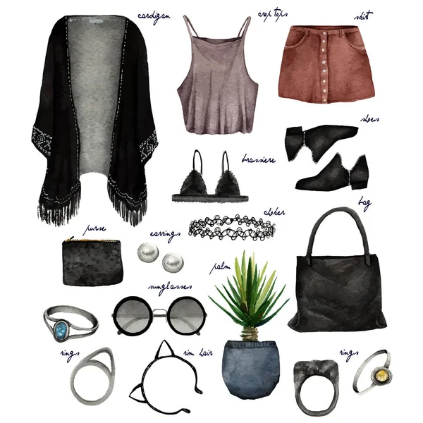 moda aksesuarları kümesi 