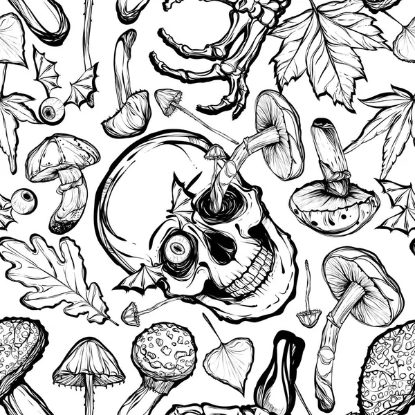 Kafatasları, mantar, kemikleri illüstrasyon