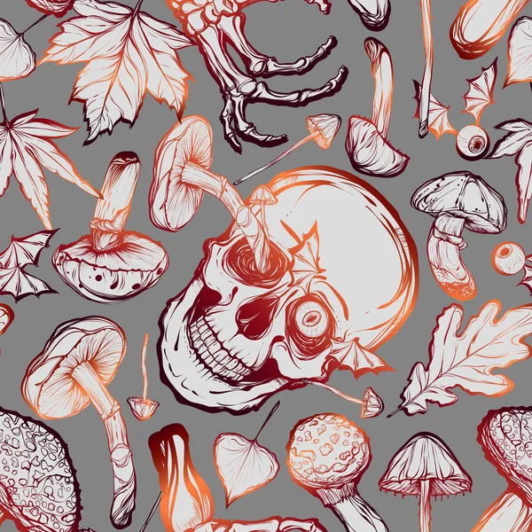 Kafatasları, mantar, kemikleri illüstrasyon