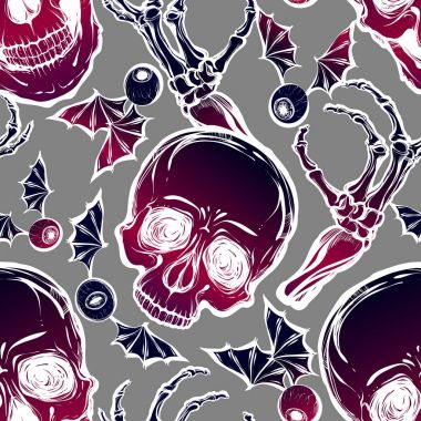 Cadılar Bayramı. Kafatasları. Gözleri kanatlı