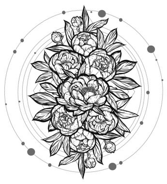  Güzel Peonies illüstrasyon.