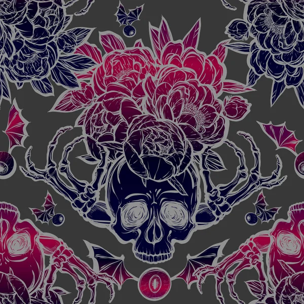 Kafatası kemikleri, peonies.