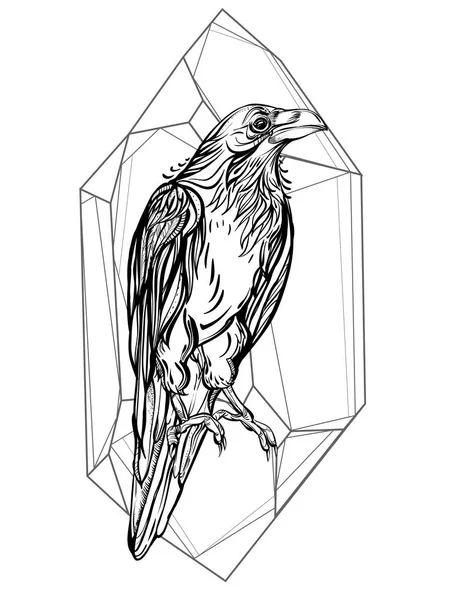 Raven ilustracja na białym tle — Wektor stockowy
