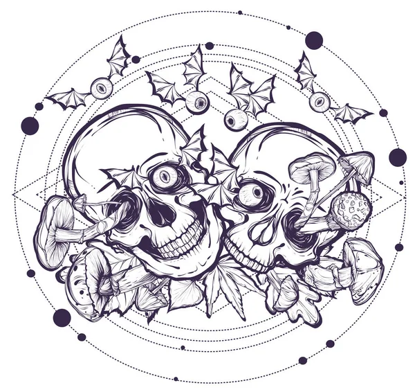Halloween.Skulls, gravures — Image vectorielle