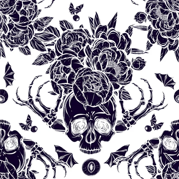 Kafatası kemikleri, peonies.