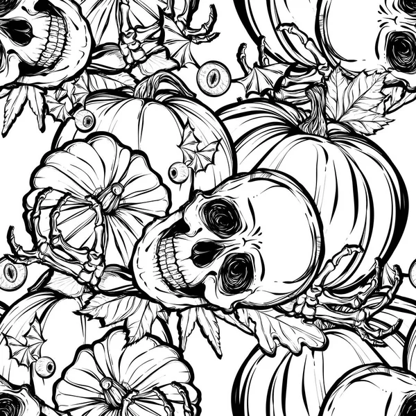 Cadılar Bayramı. Kafatası, yaprakları, kabaklar