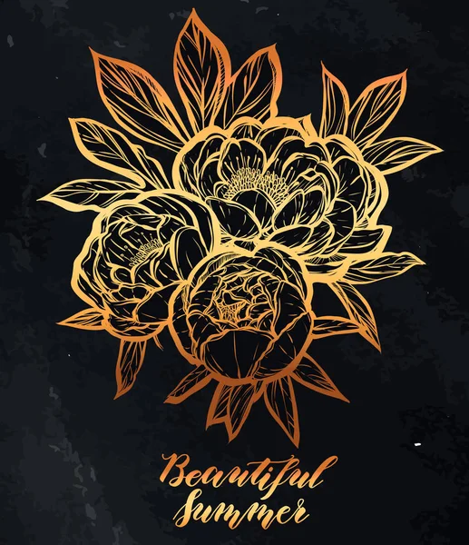 Güzel Peonies illüstrasyon