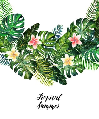 Tropikal yaz suluboya resim.
