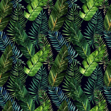 Tropikal yaz suluboya resim.