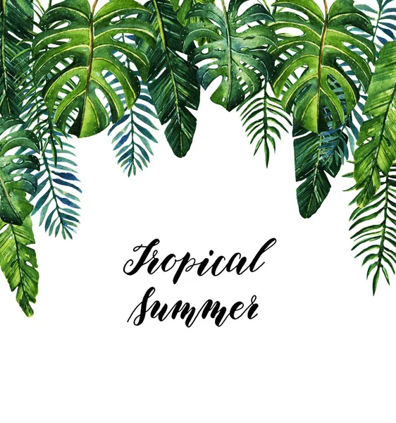 Verão tropical ilustração aquarela . — Fotografia de Stock