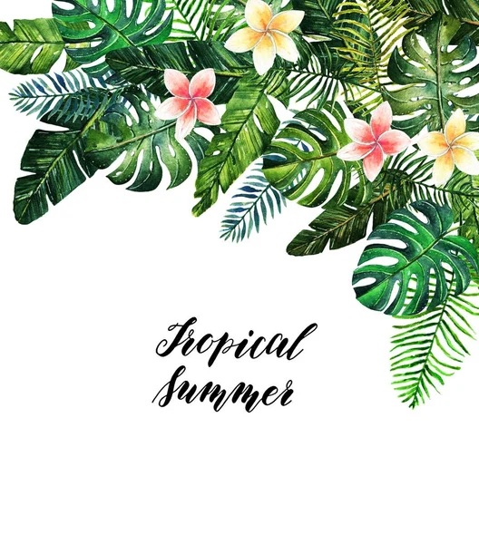 A trópusi nyár akvarell illusztráció. — Stock Fotó