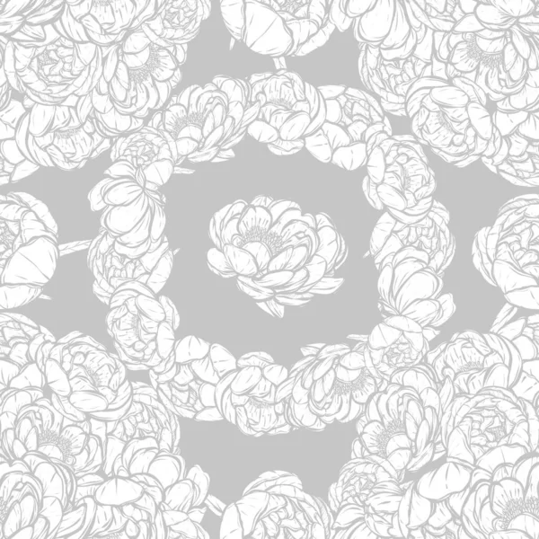 Vektorillustration Blumenschmuck Von Pfingstrosen Karte Für Sie Handgefertigt Drucke Auf — Stockvektor