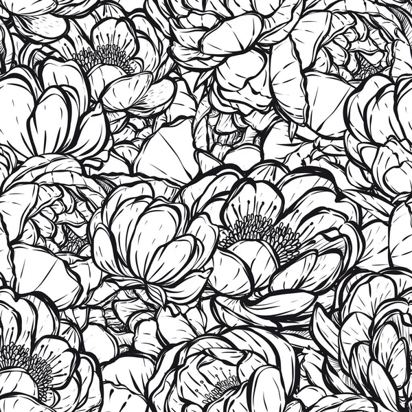 Vector Illustration Flower Decoration Peonies Prints Shirts Background White Handmade — Stock Vector