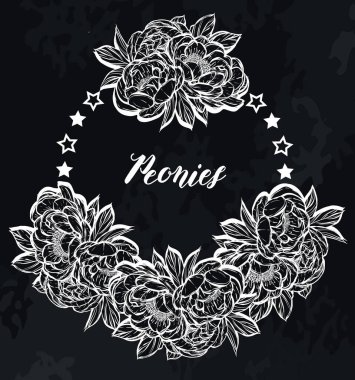 Vektör çizimi. Şakayıkların çiçek süslemesi. arka plan tahtası, çelenk. El yapımı, senin için bir kart. Tişörtlerdeki parmak izleri