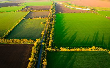 Gün batımında alandaki hava manzara