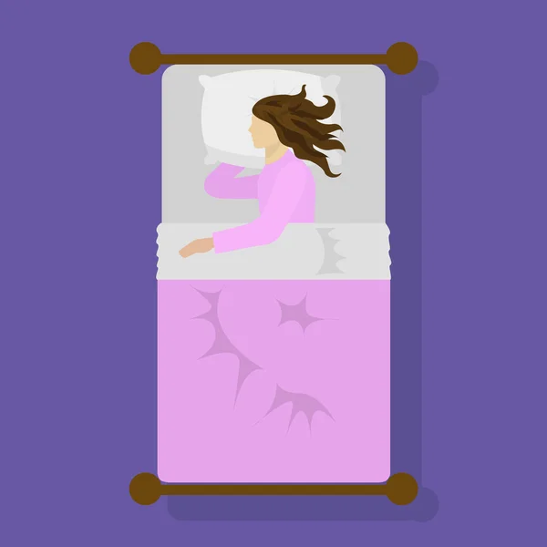 Femme dormant au lit — Image vectorielle