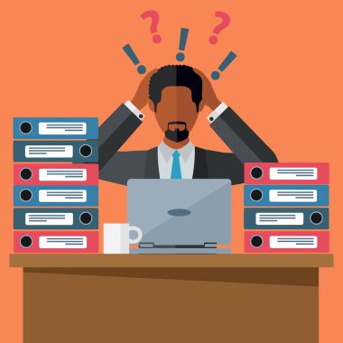 Etnik siyah işadamı overworked 