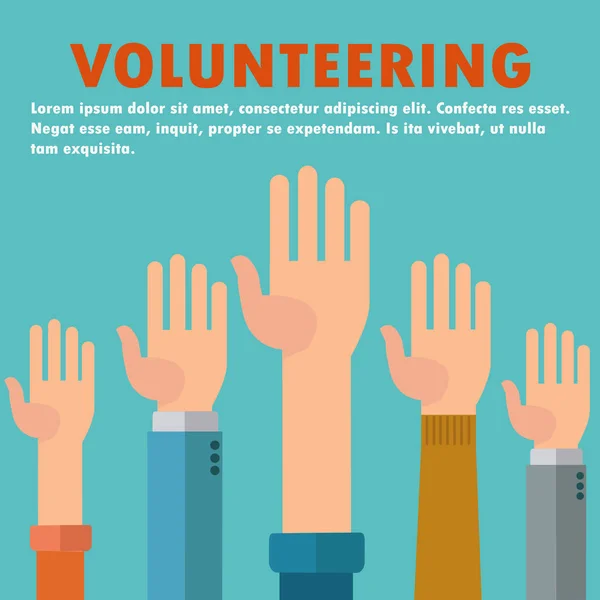 Raised hands volunteering — Stock Vector