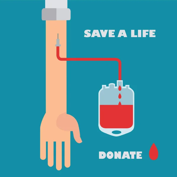 Doação de sangue, salvar um conceito de vector de vida —  Vetores de Stock