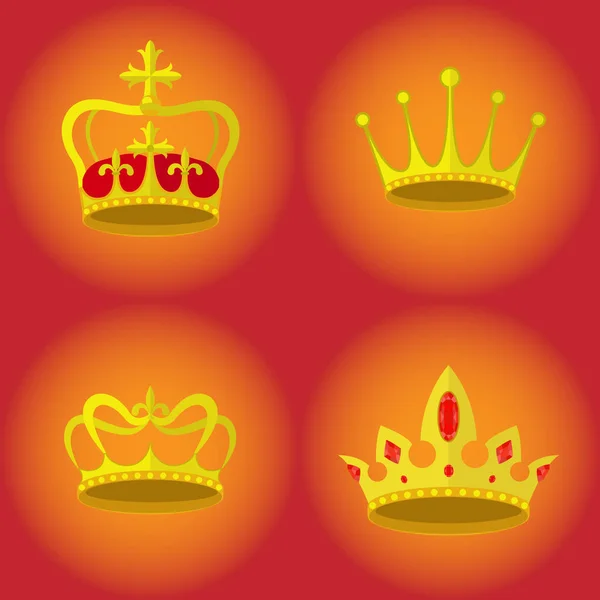 Conjunto de coronas, iconos vectoriales de la realeza — Archivo Imágenes Vectoriales