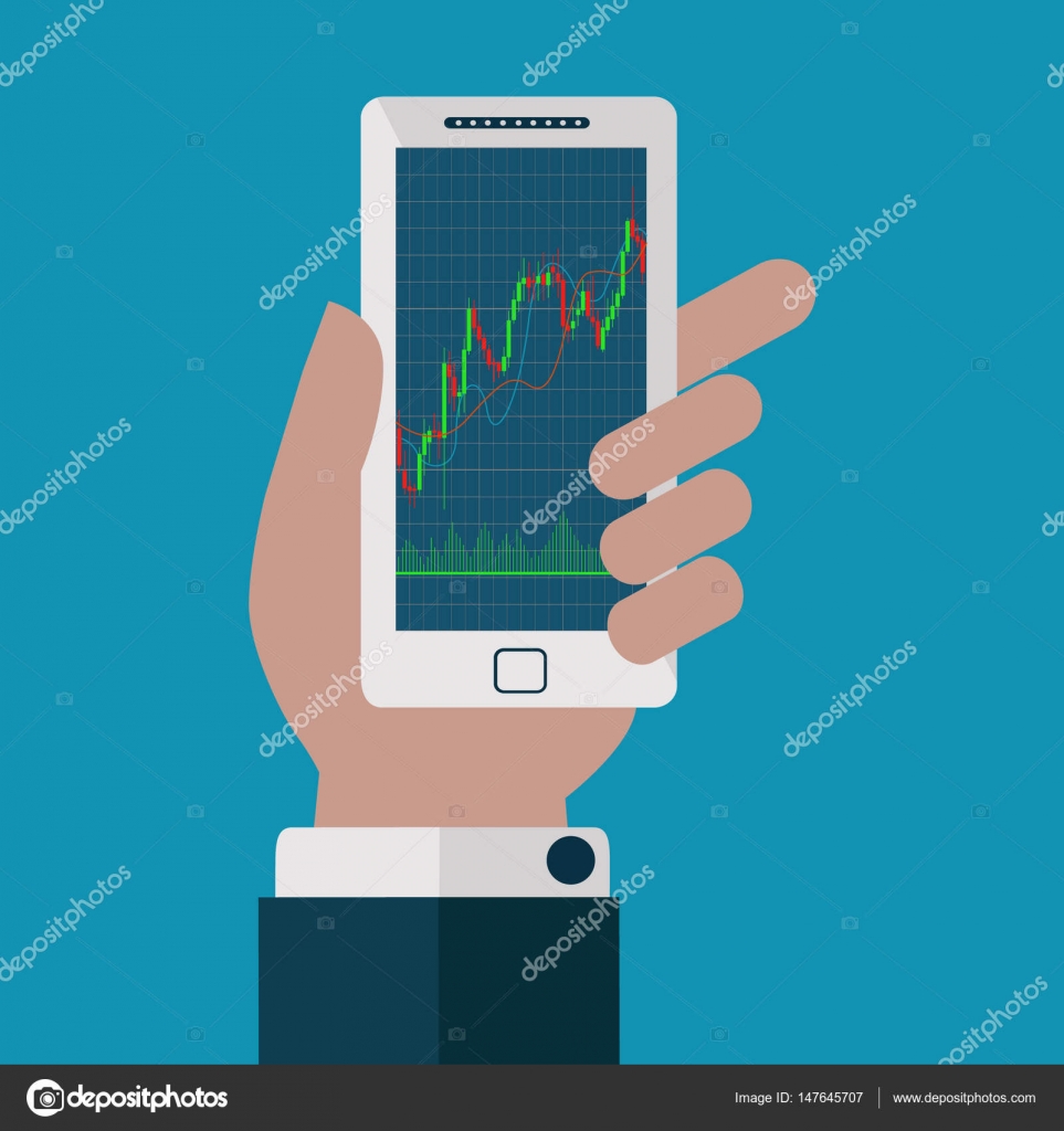 Forex Trading Japanischen Kerzen Diagramm In Einer Handy Ve!   ktor - 