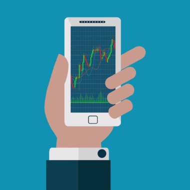 Japon Ticaret Forex bir cep telefonu vektör grafikteki grafik mumlar