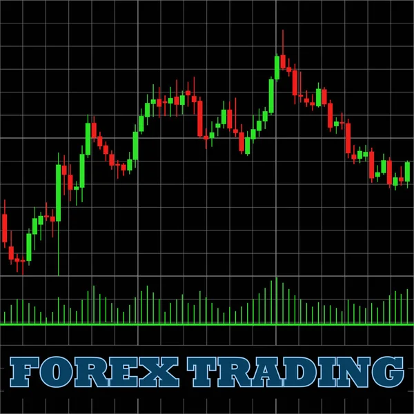 Forex trading graphique bougies japonaises sur un graphique vectoriel de fond noir — Image vectorielle