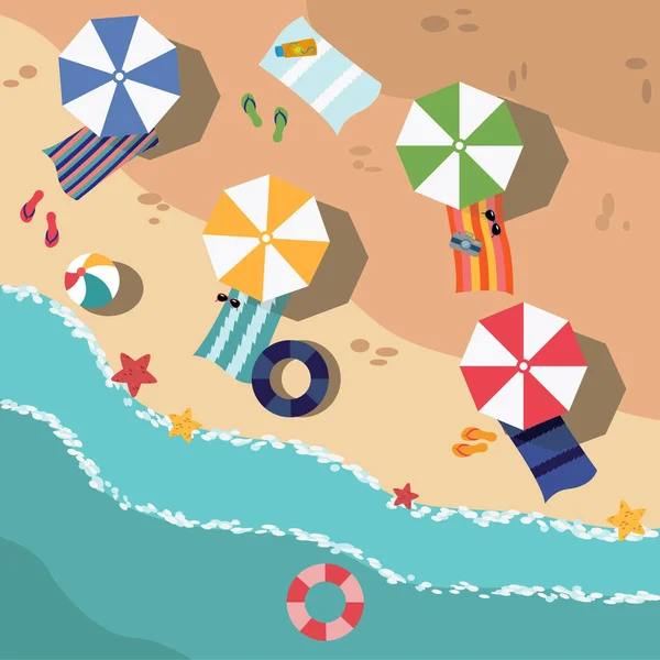 Plage en été, illustration vectorielle de destination de vacances — Image vectorielle