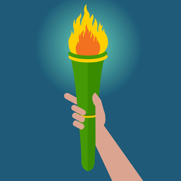 Torch in hand held high vector illustration