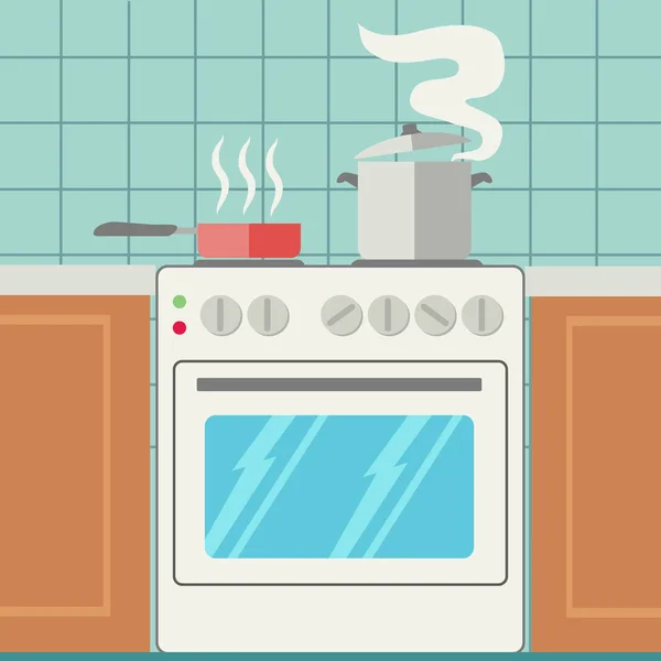 Палички на плиті на кухні, приготування їжі Векторні ілюстрації Ліцензійні Стокові Вектори