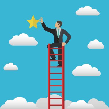 Yıldızlara uzanan merdivendeki adam