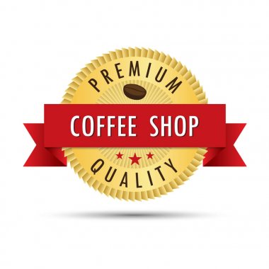 Kahve Dükkanı premium kalite altın rozet simge logo vektör grafik tasarım