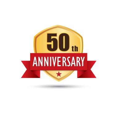 Ellinci yıl yıldönümü kutlama altın rozet simge logo vektör grafik tasarım