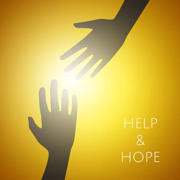 Helping Hands Concept Silhouette Hands Help Hope Support Each Other — Stock Vector