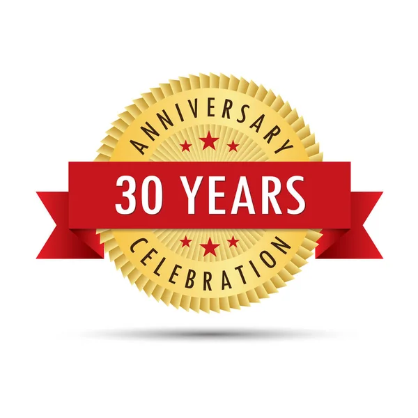 Trent Anni Anniversario Celebrazione Trentennale Oro Distintivo Icona Logo Grafica — Vettoriale Stock