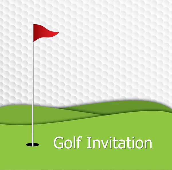 Golf turnuva davet grafik tasarım. Golf yeşil temsil eden tasarım, bayrak ve delik golf topu desen doku.
