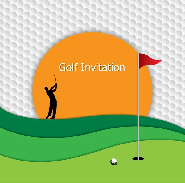 Golf Torneo Invitación Diseño Gráfico Golfista Balanceo Verde Golf Bandera — Archivo Imágenes Vectoriales