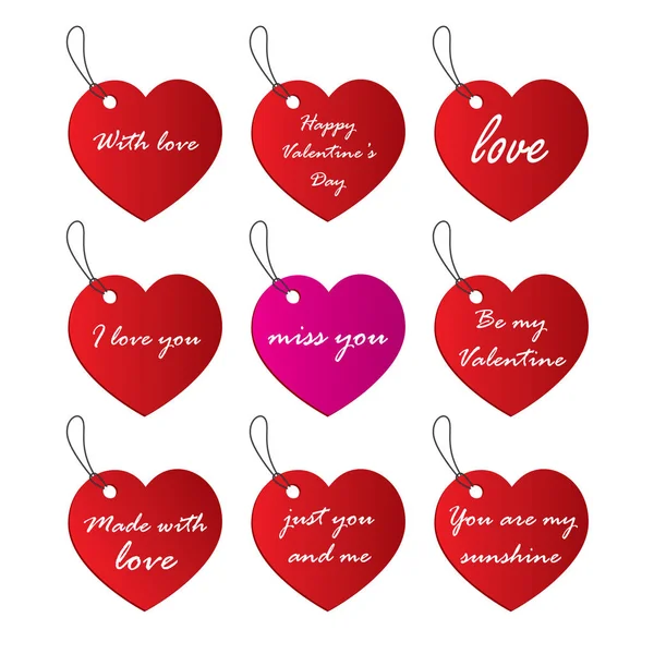 Love Happy Valentine Day Heart Tags Label Logo Icon Vector — Stock Vector