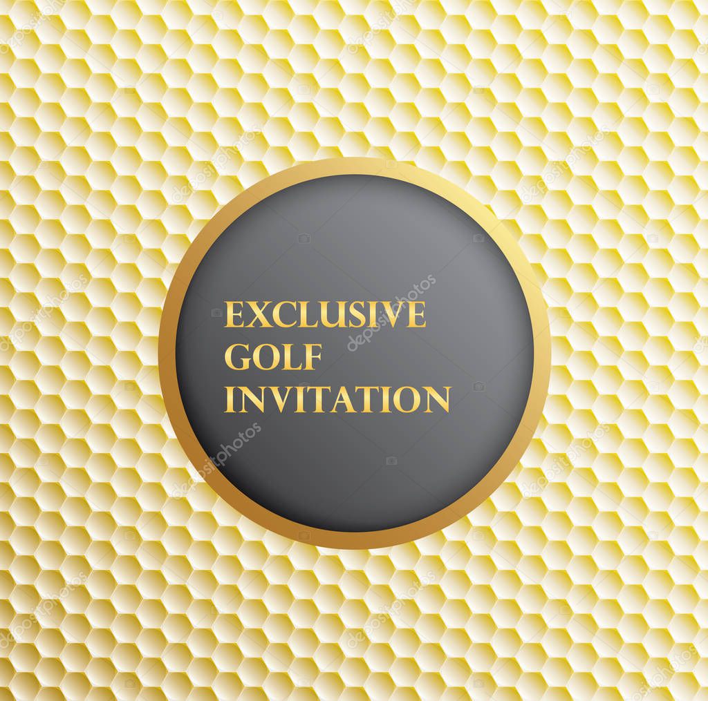 Exclusive golf tournament invitation graphic design. The design representing gold golf ball texture making it VIP and luxury.