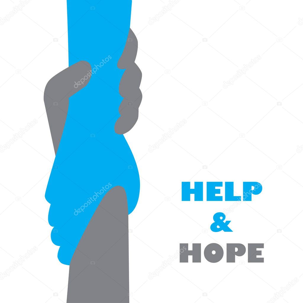 Hand holding hand for help and hope icon logo vector graphic design