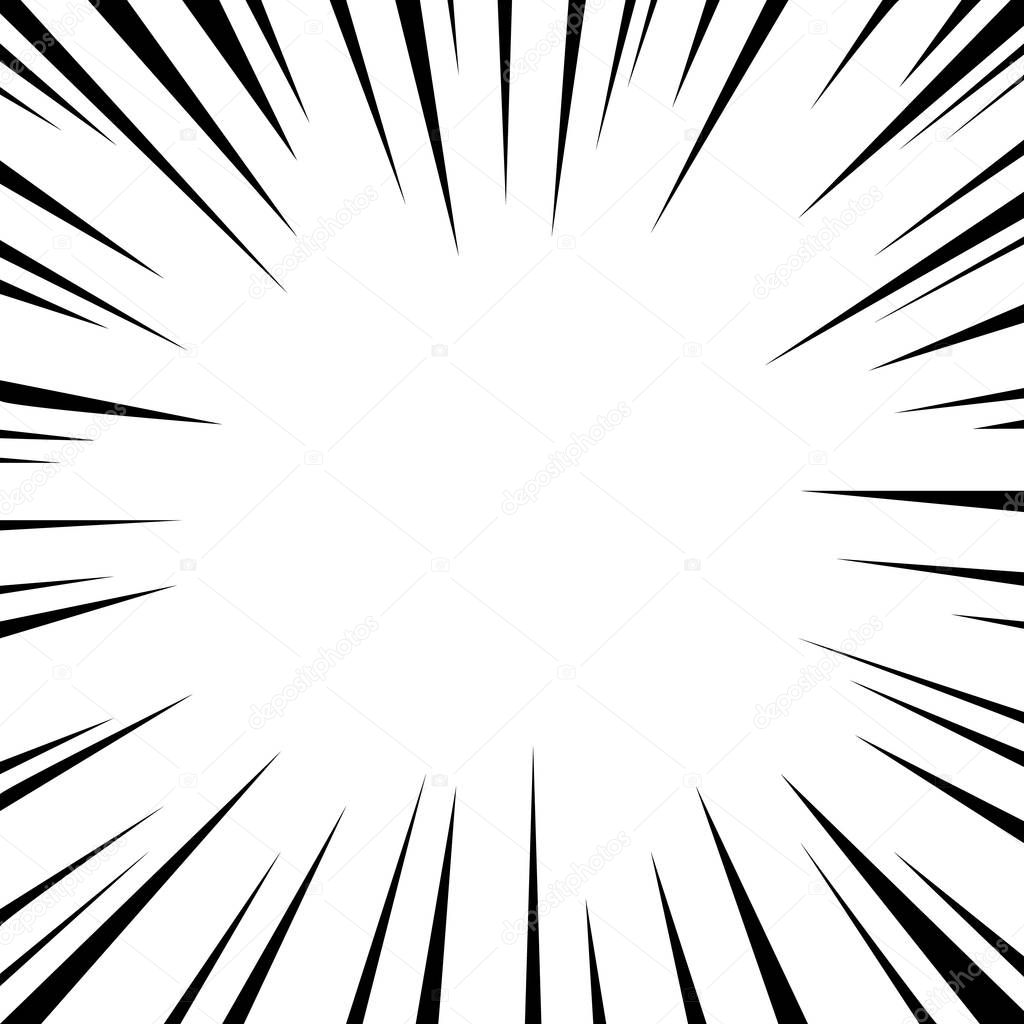 Cartoon comic graphic design for explosion blast dialog box background. Zoom. Moving. Fast motion.