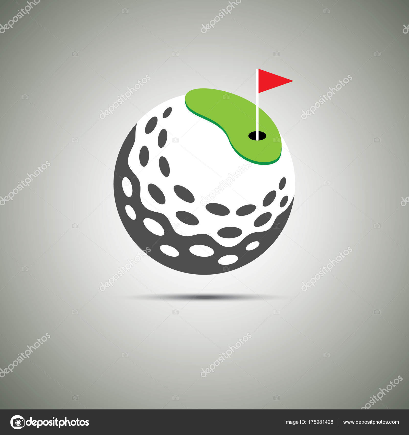 Golf Icon Logo Green Flag Hole Golf Ball — Stock Vector © mantinov
